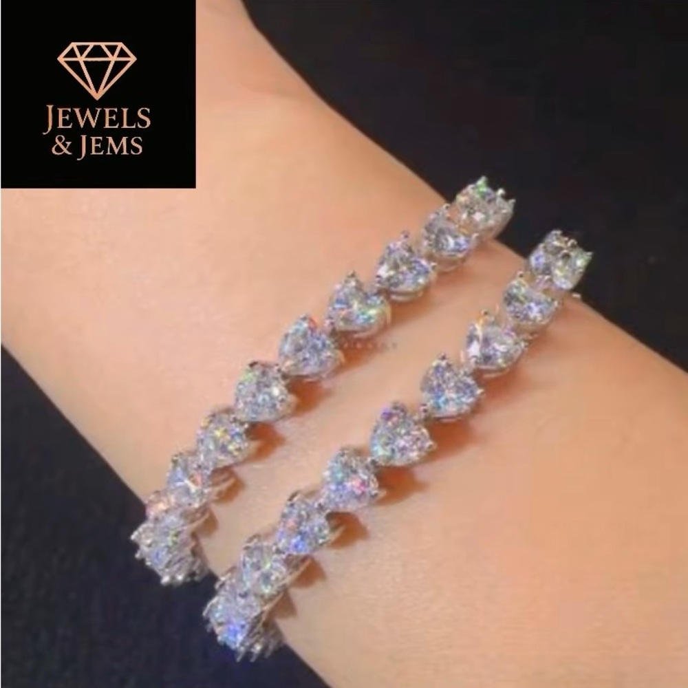 Silver Tennis Bracelets with Sparkling moissanite Stones